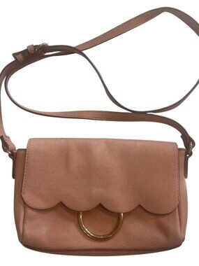 Lauren Conrad Scalloped Peach Crossbody Bag With Gold Ring Accent & Adjustable S
